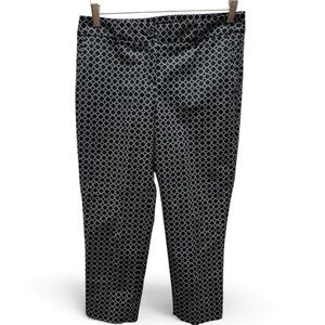 Hilary Radley Geometric Stretch Ankle Pants Black White Size 6